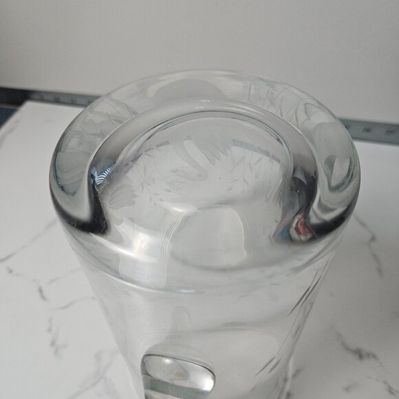 Vintage Colony Handmade and Handcut Crystal Etched Swan Pitcher 44oz - Picture 6 of 13